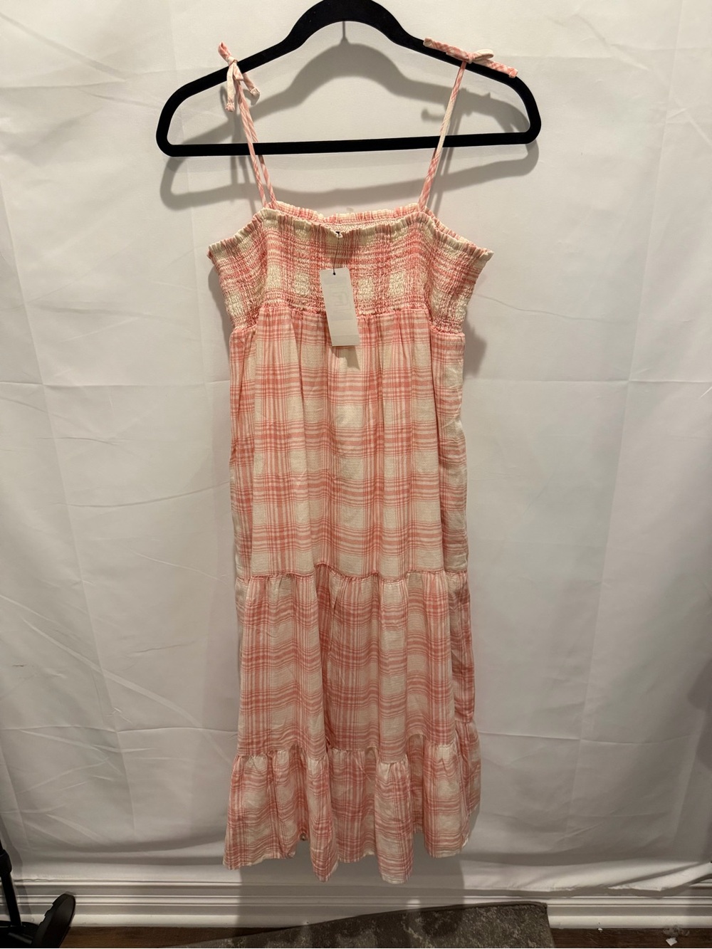 NWT Polo by Ralph Lauren women’s Pink and White Plaid Maxi Sundress size 12.